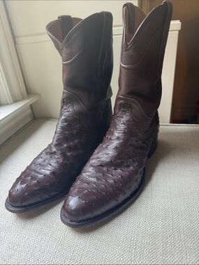 Tecovas Men’s Pull-on Boots Pecan Brown Full Quill Ostrich Roper 11D